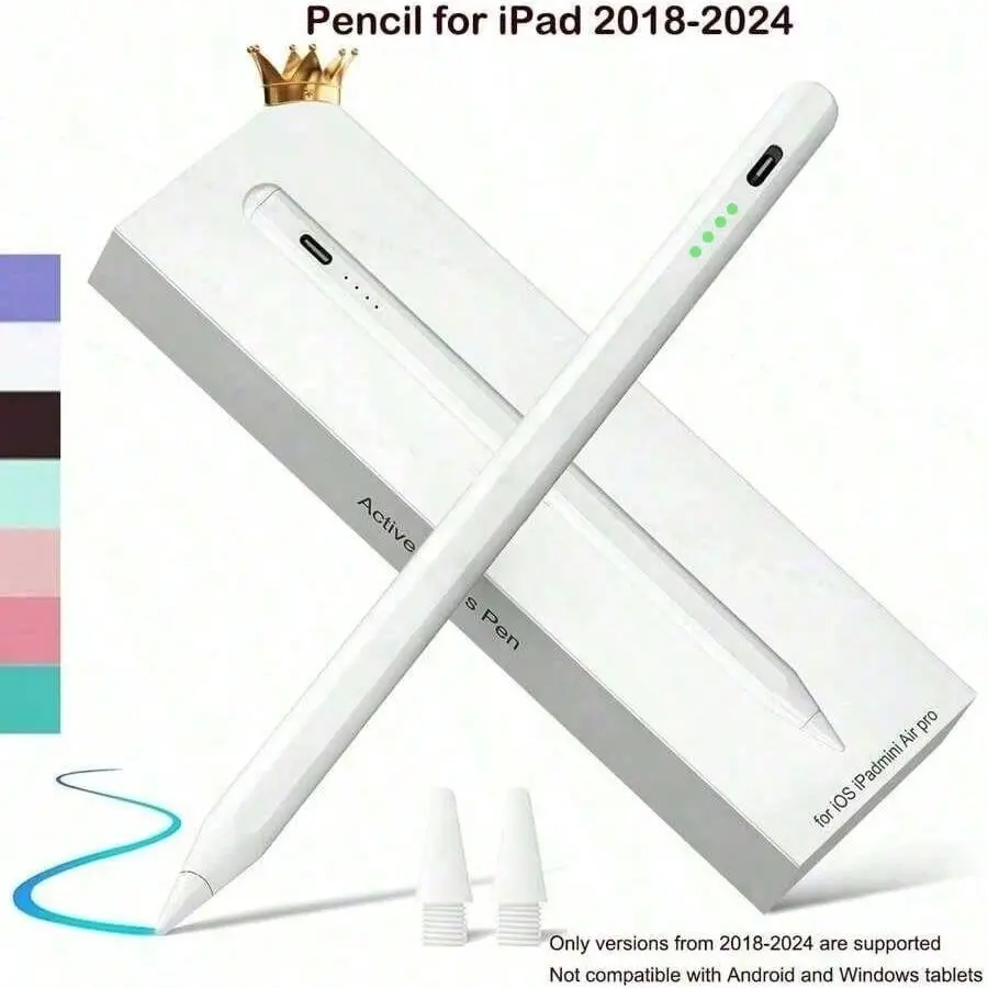 Active Stylus Pen for iPad Pro/air, High Sensitivity, No Bluetooth-compatible, LED Battery Indicator, Replaceable Tip, Ideal Easter Gift