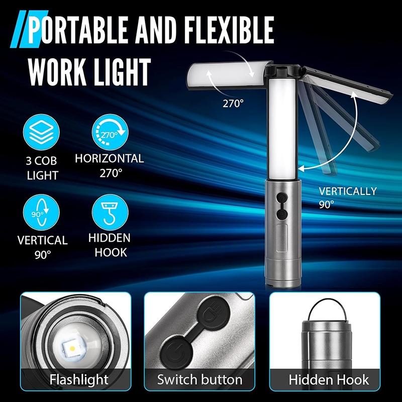 1PC Rechargeable LED Camping Light, 3000mAh Telescopic Camping Light,ortable Collapsible Light, 3 Page Head 5 Lighting Modes Cordless Waterproof Camping Flashlight Lantern for Power Outages Indoor, Hiking Outdoor