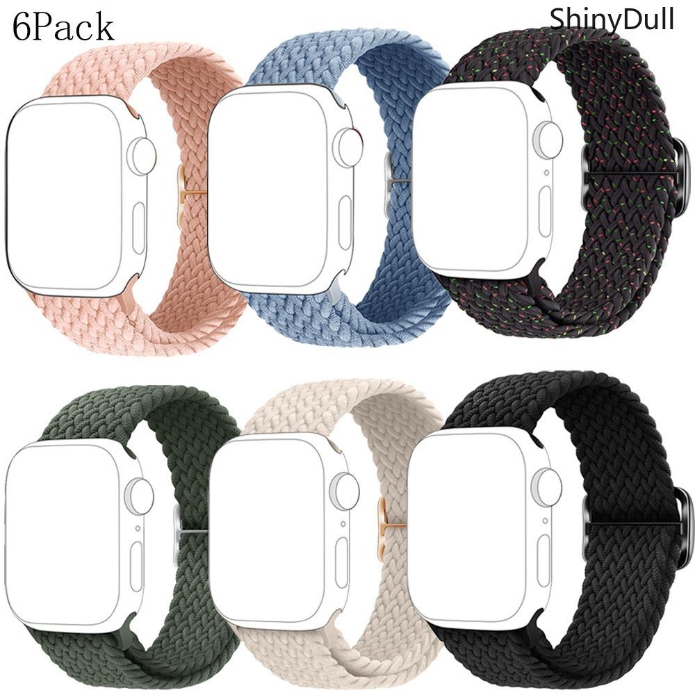 6-Pack Apple Watch Straps – Adjustable Nylon Elastic Single-Loop with Quick Release Buckle, Fits 38–49mm (Series 3–11, SE, Ultra)