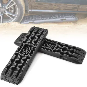 【DealsForYouDays】VEVOR 10 TON Traction Boards with PP Material, Recovery Boards for Off-road Vehicles/Cars/Pickups/SUVs/RVs, Pair Tire Traction Mats on Snow, Sand, Mud and Loose Terrain, Storage Bag, Long, Black
