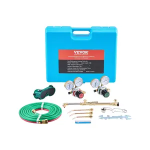 VEVOR Oxygen Acetylene Torch Kit, Gas Welding Cutting Torch Kit, 14PCS Portable Oxy Acetylene Brazing Set with 177'' Long Twin-Hose, Cutting Nozzle, 3 Welding Tips Carry Case (without Gas Cylinder)