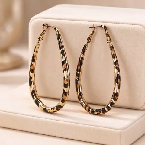 Women's Leopard Printed Teardrop Earrings - DIY Tennis Luggage & Bag Accessories, Chic Geometric Statement Jewelry, Street Style Decor Pieces, Earrings For Women