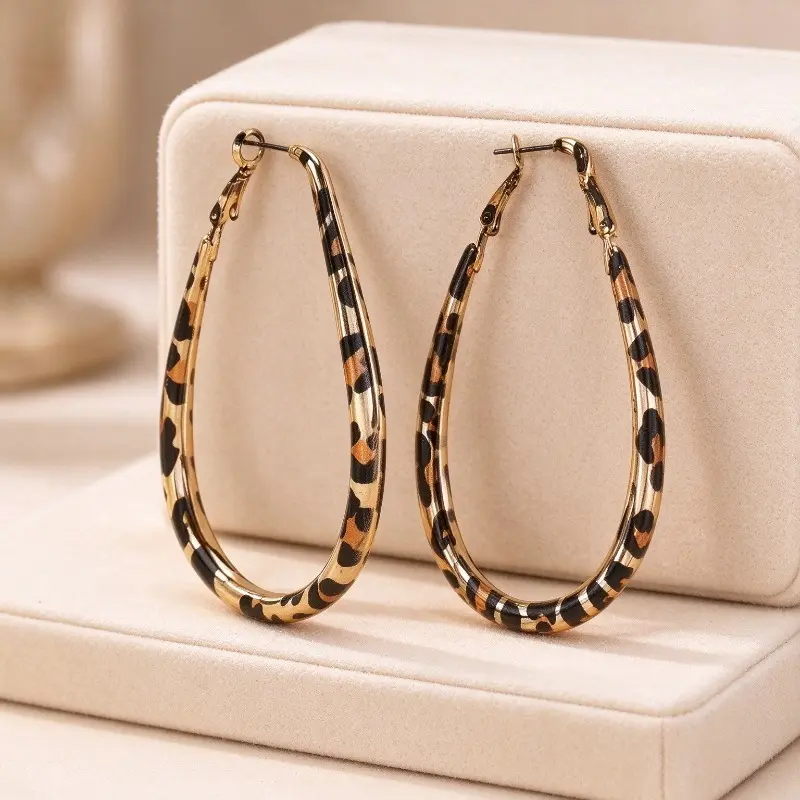 Women's Leopard Printed Teardrop Earrings - DIY Tennis Luggage & Bag Accessories, Chic Geometric Statement Jewelry, Street Style Decor Pieces, Earrings For Women