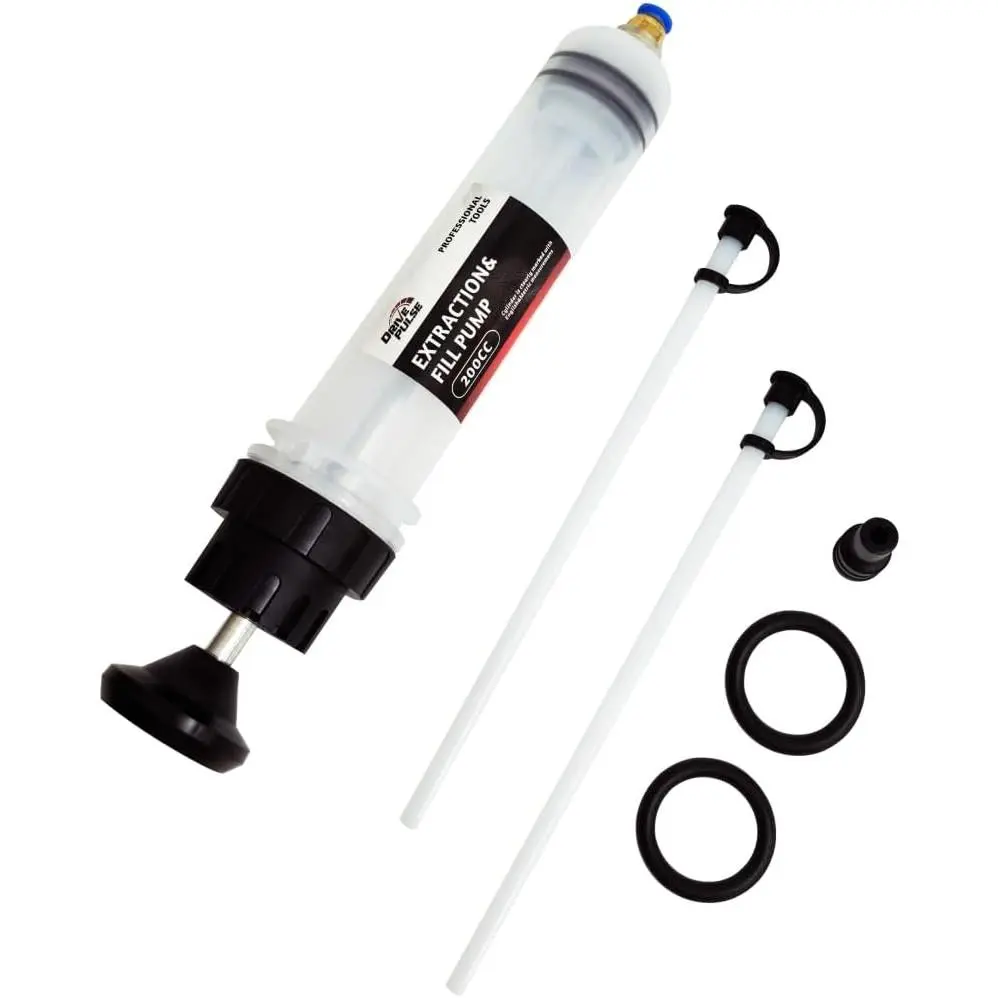 Automotive Fluid Extractor Pump 200cc - Manual Oil Change Pump for Engine, Transmission, Differential Fluid 6.7oz Essential Mechanic Tool for Garage, DIY Car Maintenance