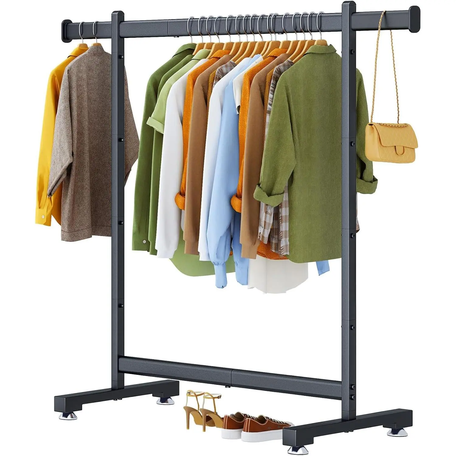 Heavy Duty Clothes Rack for  Clothes Clothing Rack 300LBS Portable Clothes Rack 45" L*15" W*66" H Thickened and Widened elliptical Tubes (Black)