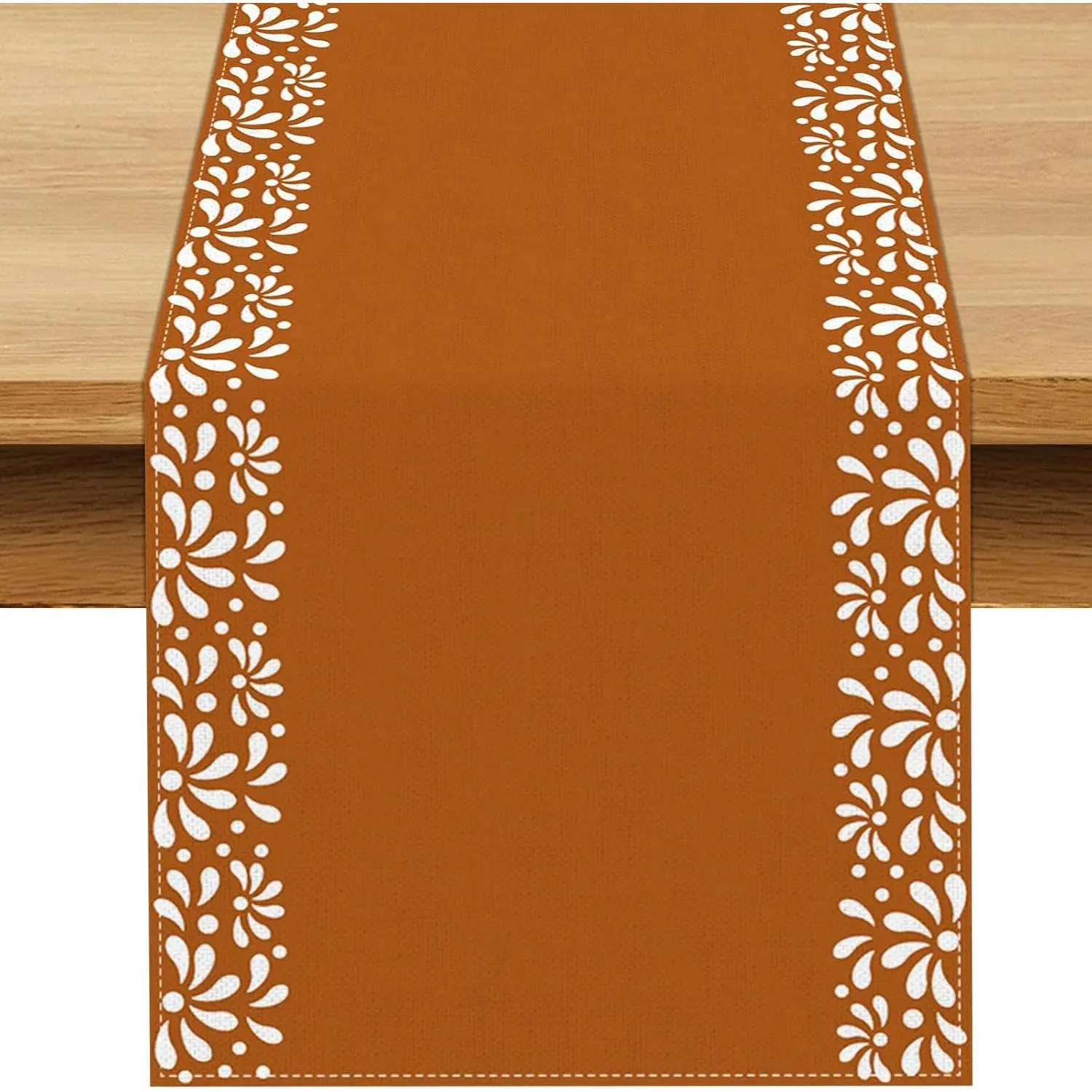 Mexican Cielito Lindo Talavera Table Runner with Festive Print & Cultural Flair, 13x72" Terracotta Table Decor for Fiesta Mexicanos Dining Room, Indoor/Outdoor Home & Shower Decorations, Modern