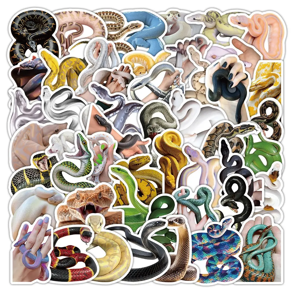 50Pcs Snake Decorative Stickers for Water Bottle, Laptops, Reptile Stickers, Cool Stickers - Snake Lover Gifts, Reptile Party Supplies - Gift for Women & Men
