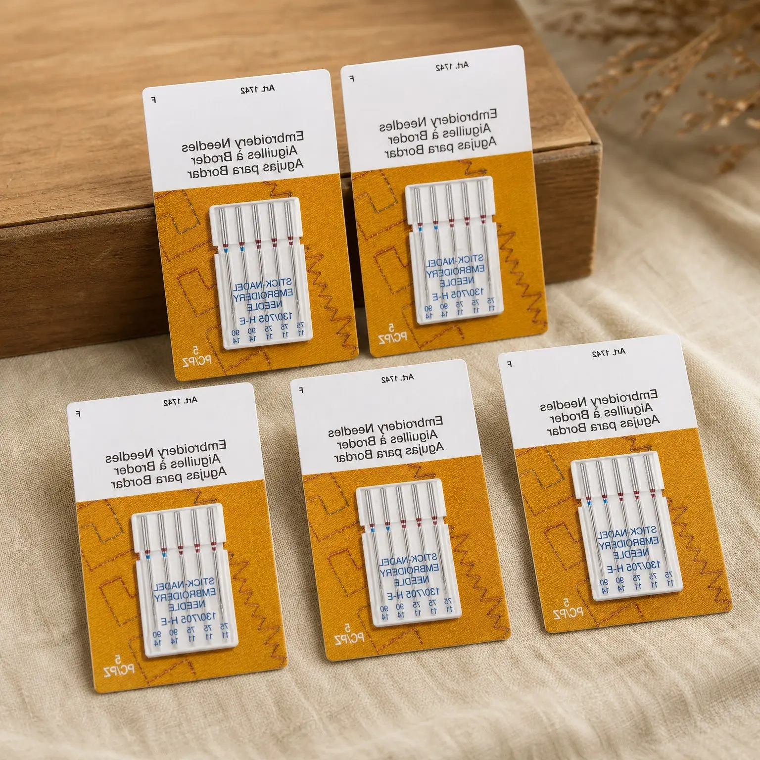 Embroidery Sewing Machine Needles - Precision Needles, Assorted Sizes, 5-Needle Cards, Pack of 5Gift