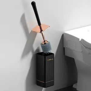 Aokala Toilet Brush Set with Holder, Bathroom Brush Cleaner, Silicone Long Handle, Ergonomic Design, Durable Deep Cleaning, Ideal for Bathroom, Restroom, Halloween & Christmas Decor, Bathroom Supplies