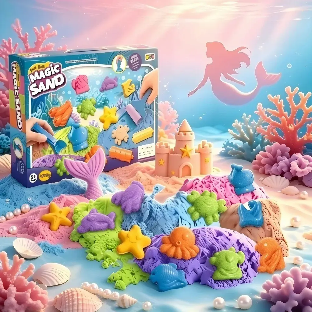 Space Sand Set, Non-Toxic, Non-Sticky, Magic Sand, Indoor Educational Stress Relief Toy, Ocean World Series, Gift for Holidays