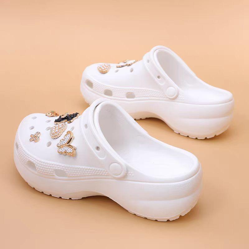 Women's Cute Rhinestone Decorated Slides, Casual Comfortable Platform Slippers for Beach, Eva Beach Slippers, Fashionable Shoes for Indoor & Outdoor Wear, Girl, Soft Sole Slippers arch support clog comfortable mule