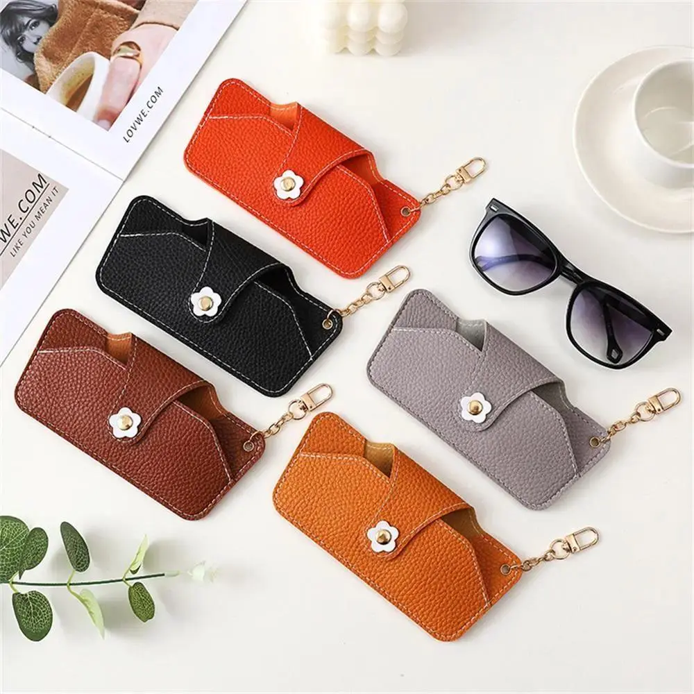 PU Leather Sunglasses Case with Decorative Chain, Portable Protective Glasses Pouch, Lightweight Glasses Holder, Storage Organizer for Daily Use & Travel,back to school,back to school haul