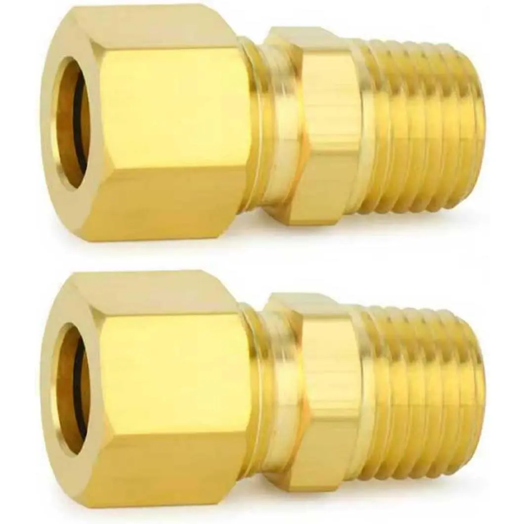 Brass Compression Tube Fitting - 3/4" OD x 3/4" NPT Male Thread Union Connector (2-PACK)