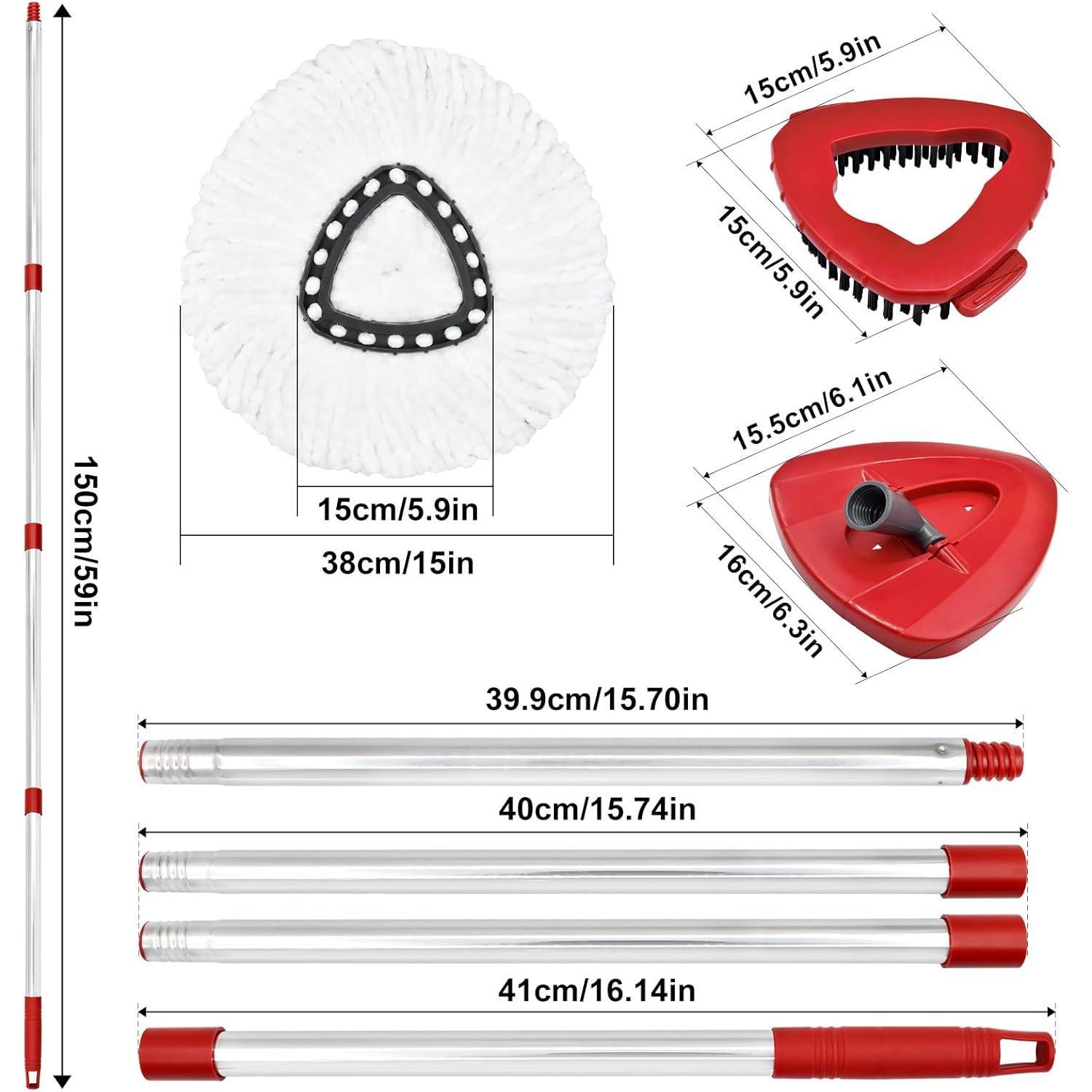 Spin Mop Replacement Handle, 2 Pack Mop &Base Scrub Brush 4-Section 30-to-58 inch Mop Replacement Stick Compatible with Ocedar Mop Handle for Easy Wring Mop Refills