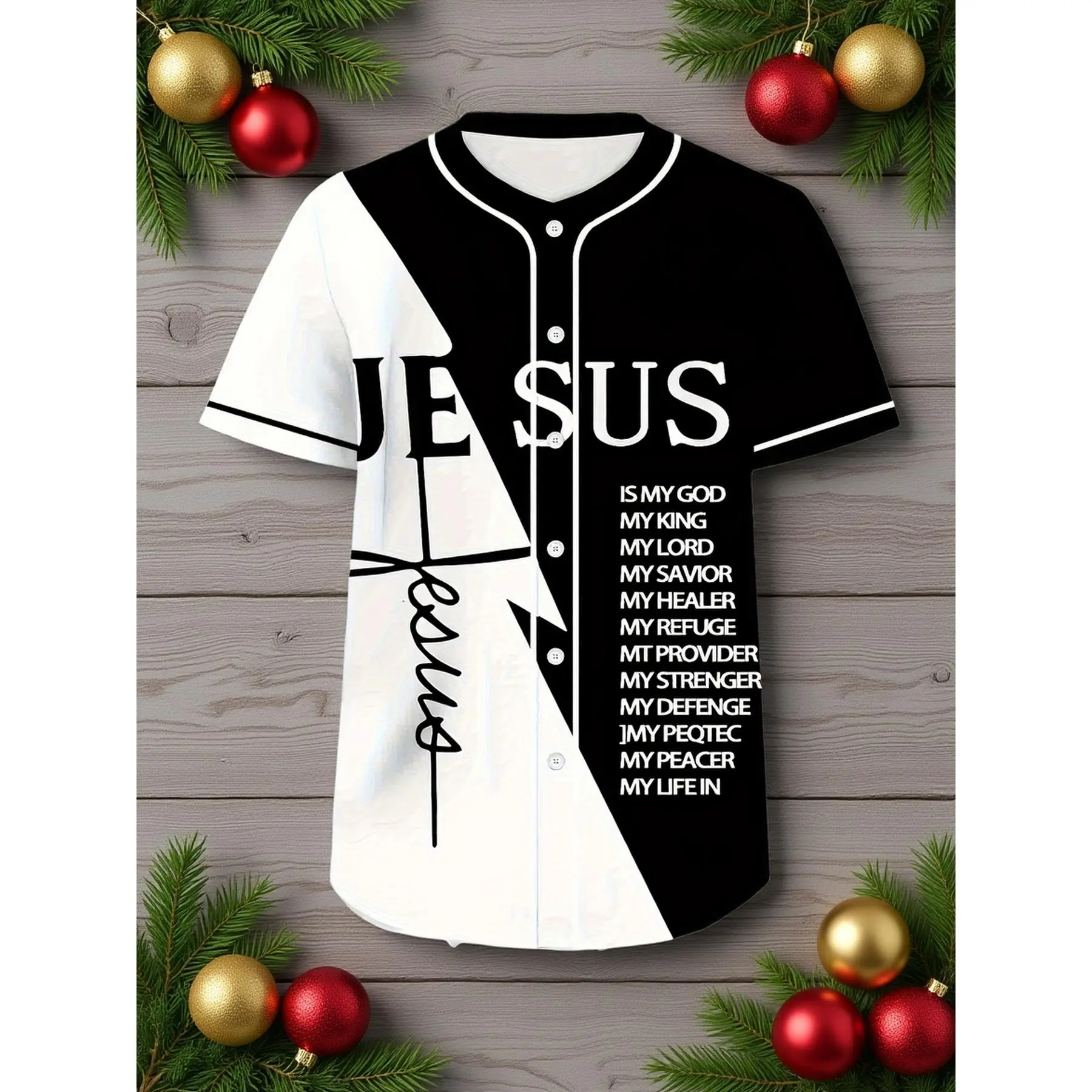 Men's Stylish & Durable Jesus Inspiration Baseball Jersey - Easy-Care,  Faith 3D Digital Print, Button-Up Sports for Casual Outdoor Streetwear