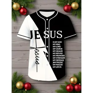 Men's Stylish & Durable Jesus Inspiration Baseball Jersey - Easy-Care,  Faith 3D Digital Print, Button-Up Sports for Casual Outdoor Streetwear