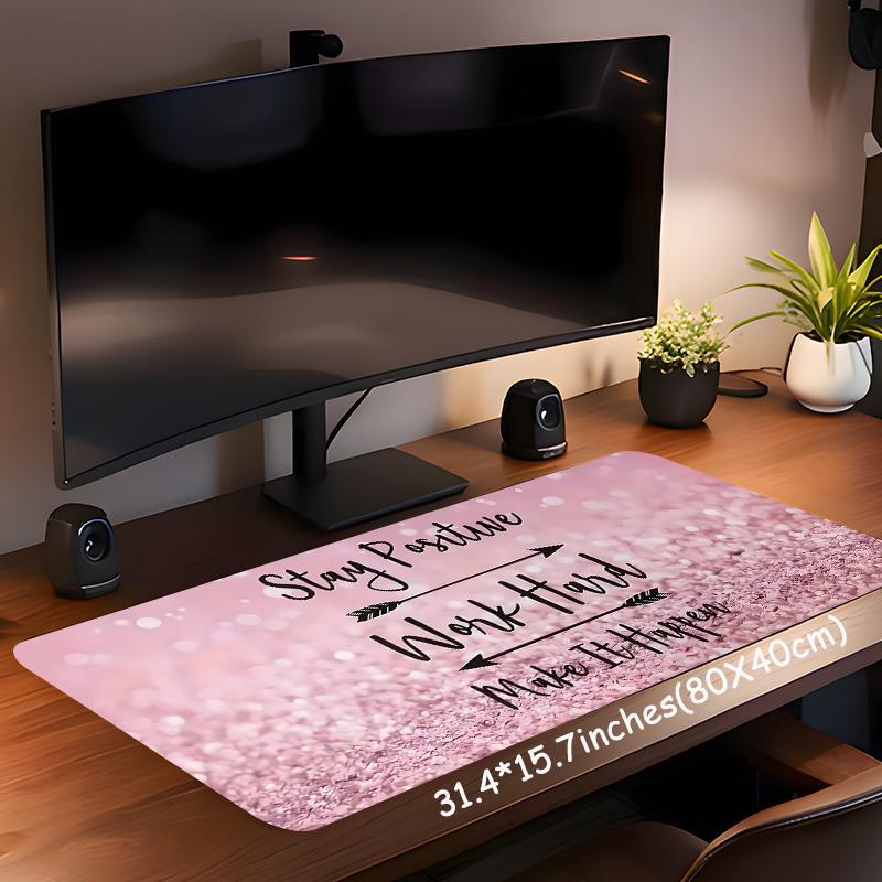 Pink Glitter Pattern Mouse Pad, Rectangle Gaming Mouse Pad, Non-slip Rubber Base Desk Mat for Office Home, Desk Accessories