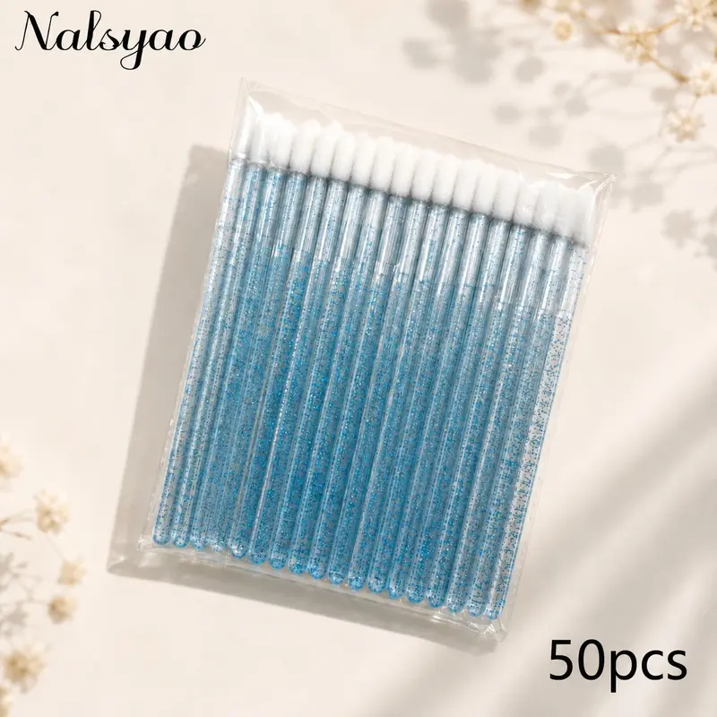 50Pcs Disposable Crystal Lip Brushes | Applicator Wands for Even Lipstick & Gloss Application, Soft Tips Gentle on Lips, Micro Makeup Tools