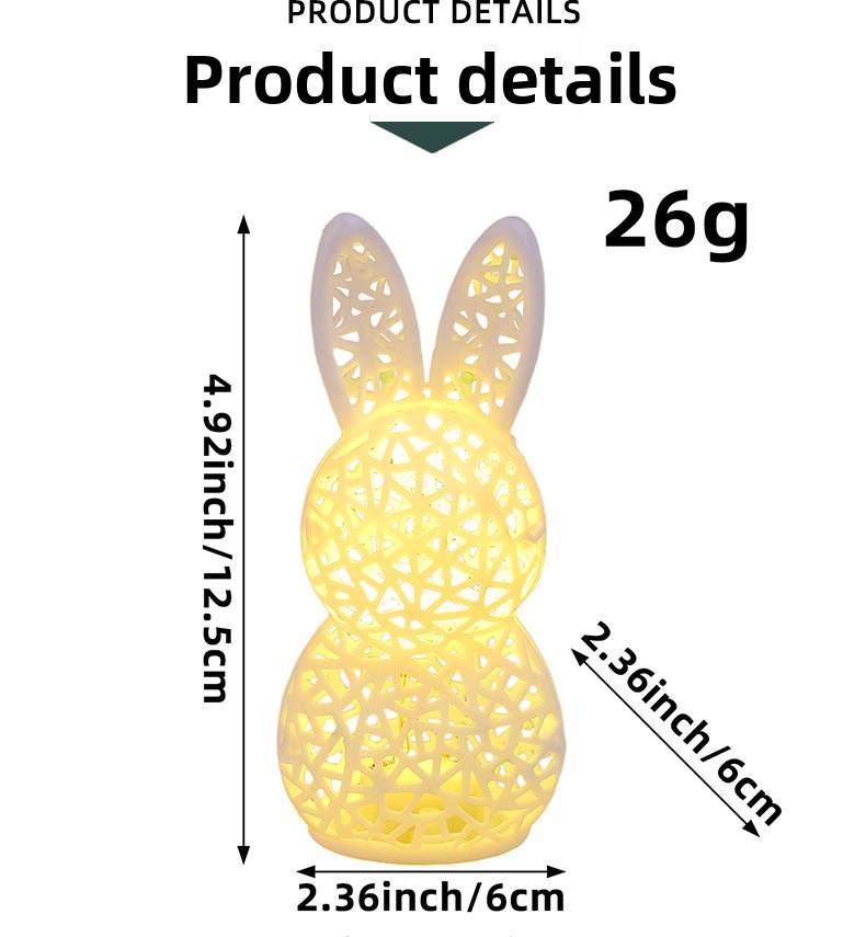 3D Printed LED Easter Hollow Rabbit Lamp, Festive Rabbit Party Decoration Ornament