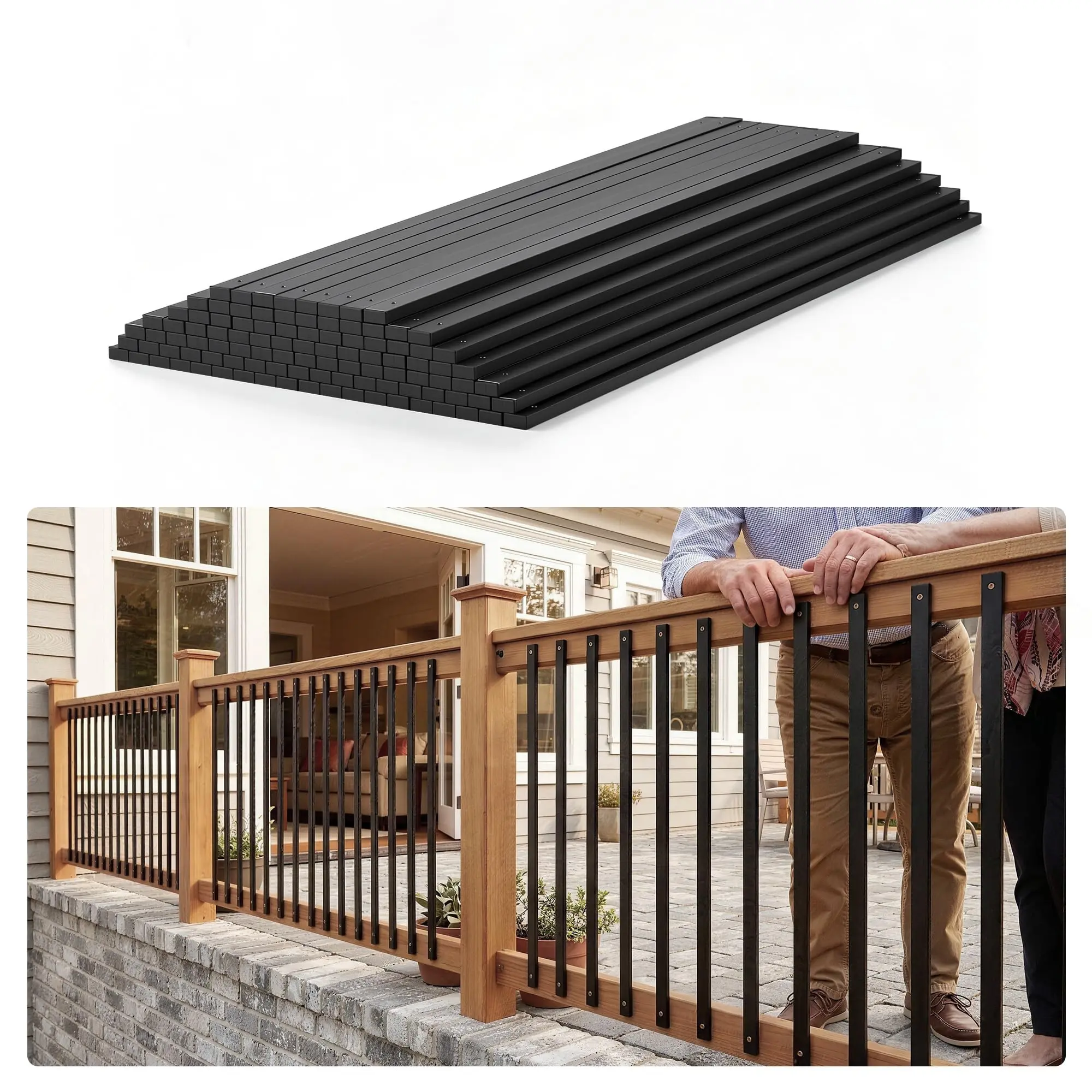 GAOMON 50 and 101 Pack Options of 32-Inch Aluminum Deck Balusters with Durable Rectangular Metal Spindles for Strong and Stylish Outdoor Railing Solutions