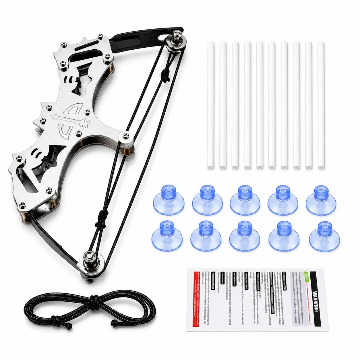 6.3-Inch Mini Bow Toy Set, 10 Suction Cup Arrows, Compact Metal Frame, Target Practice Kit, Spare Bowstring, User Guide, Supervised Play