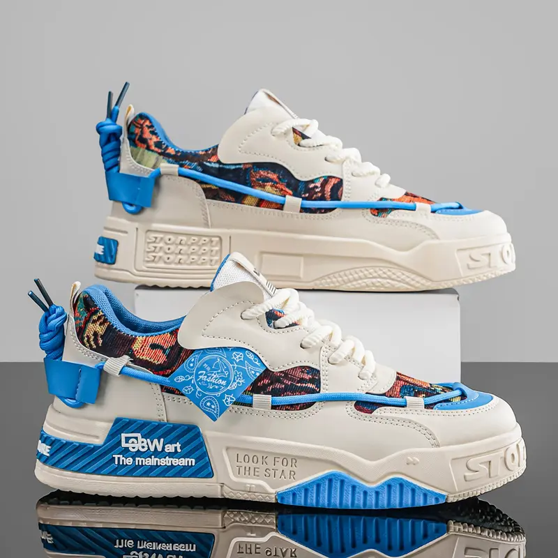 Men's Cartoon Graffiti Skate Shoes, Casual Skateboarding Shoes, Casual Thick Sole Sneakers, Soft Bottom, All-Season, Trendy Street Style, Streetwear Shoes, Perfect Gift, Skater Shoes, Trending Shoes