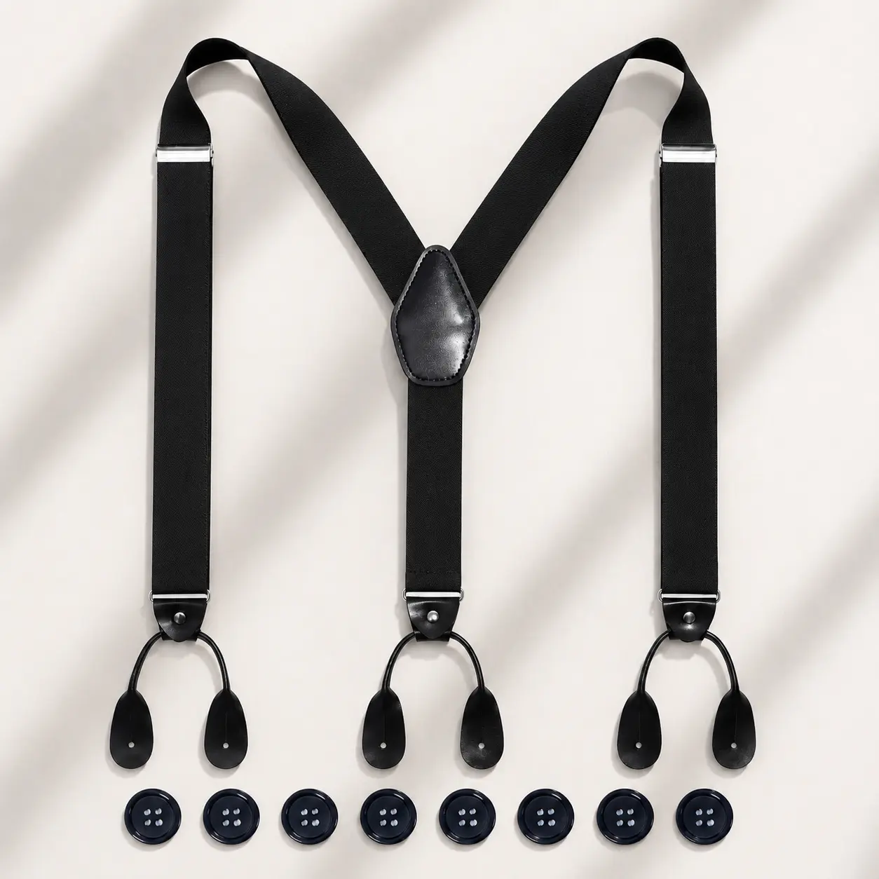 Adjustable Button Suspenders for Men Heavy Duty Y Back Elastic Tuxedo Suspenders with Leather Ends for Formal and Casual Outfits