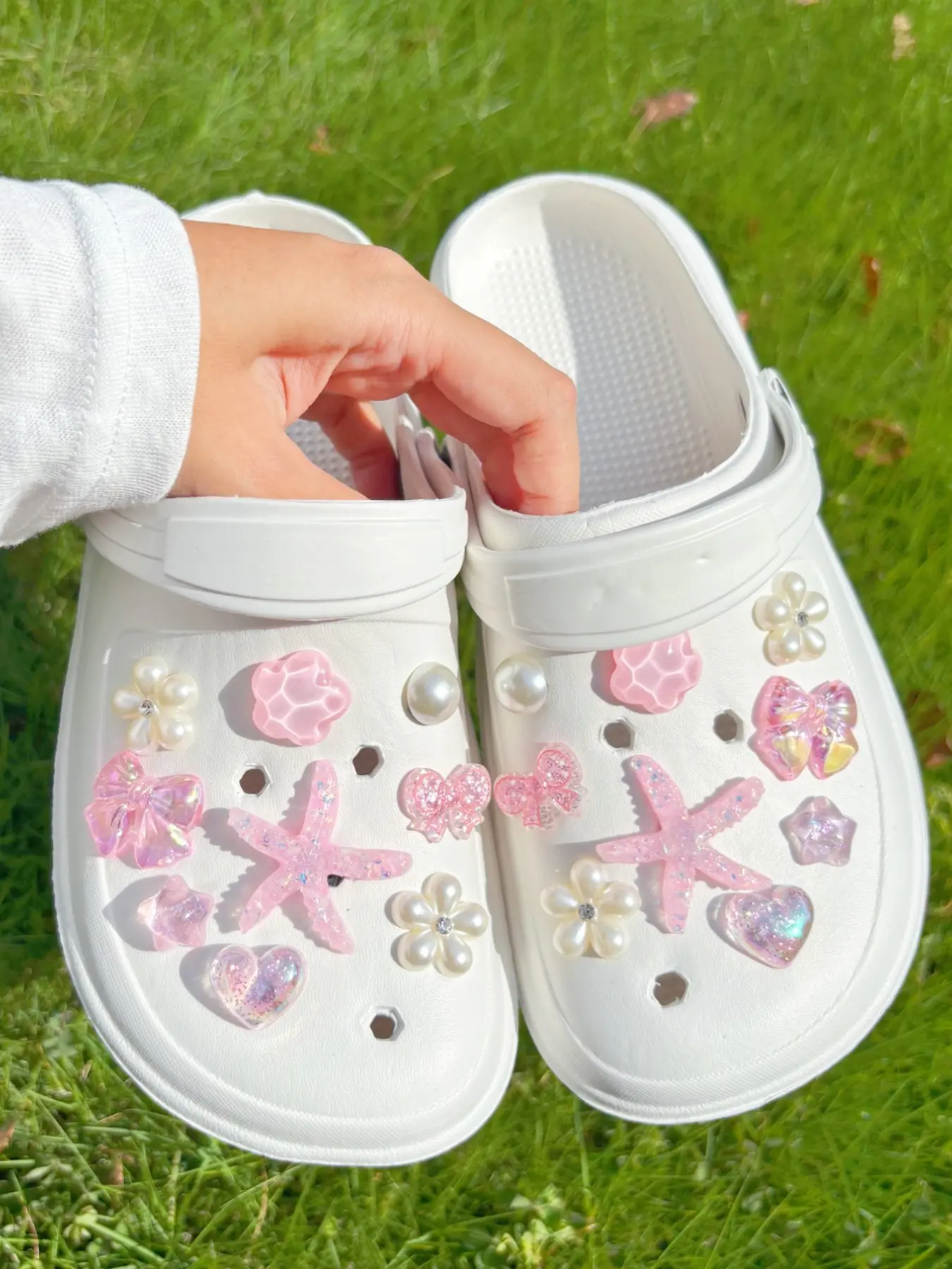 18 Pcs Starfish Accessories, Cute Bow DIY Shoe Decorations, Perfect for Perforated Sandals, Elegant Fashion, Ideal Gift for Girlfriend