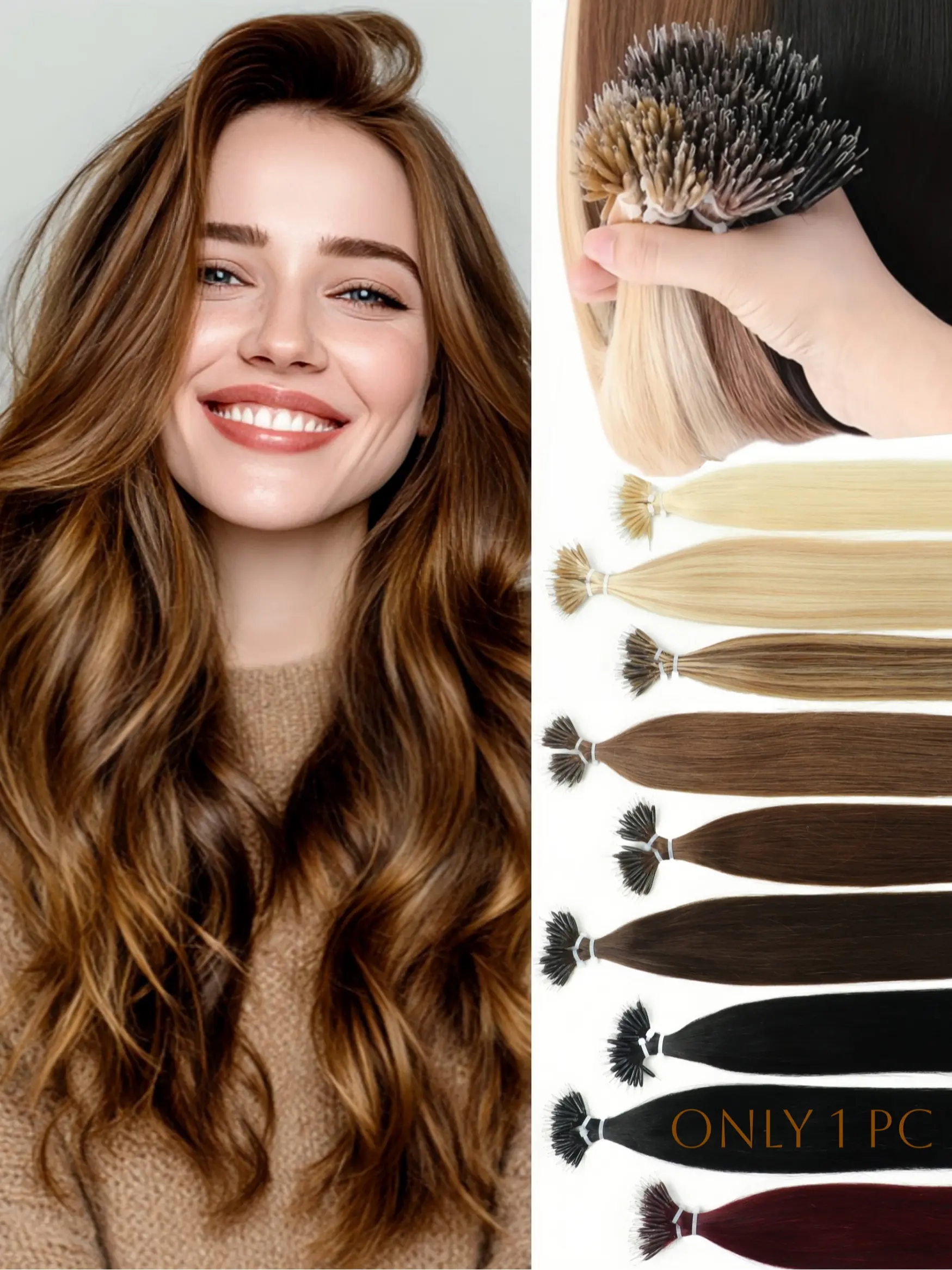 Nano Rings Human Hair Extensions, Natural Straight Hair, Micro Beads with Keratin Capsules, & Blonde, Easy to Use for Women