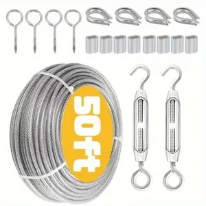 Stainless Steel Wire Rope Set, Heavy Duty, 1181.1 Inch Long, Ideal for Garden, Balcony Railing, Farm Fence & Tent Support, Durable Coated Metal, Rigging Rope, Adjustable Hanging Ropes