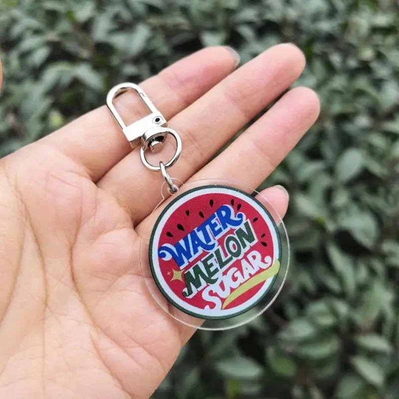 TV Series Shining Twinkling Watermelon Keychain Unisex Viva la vida Acrylic Pendant Keyrings Accessories Key Chains