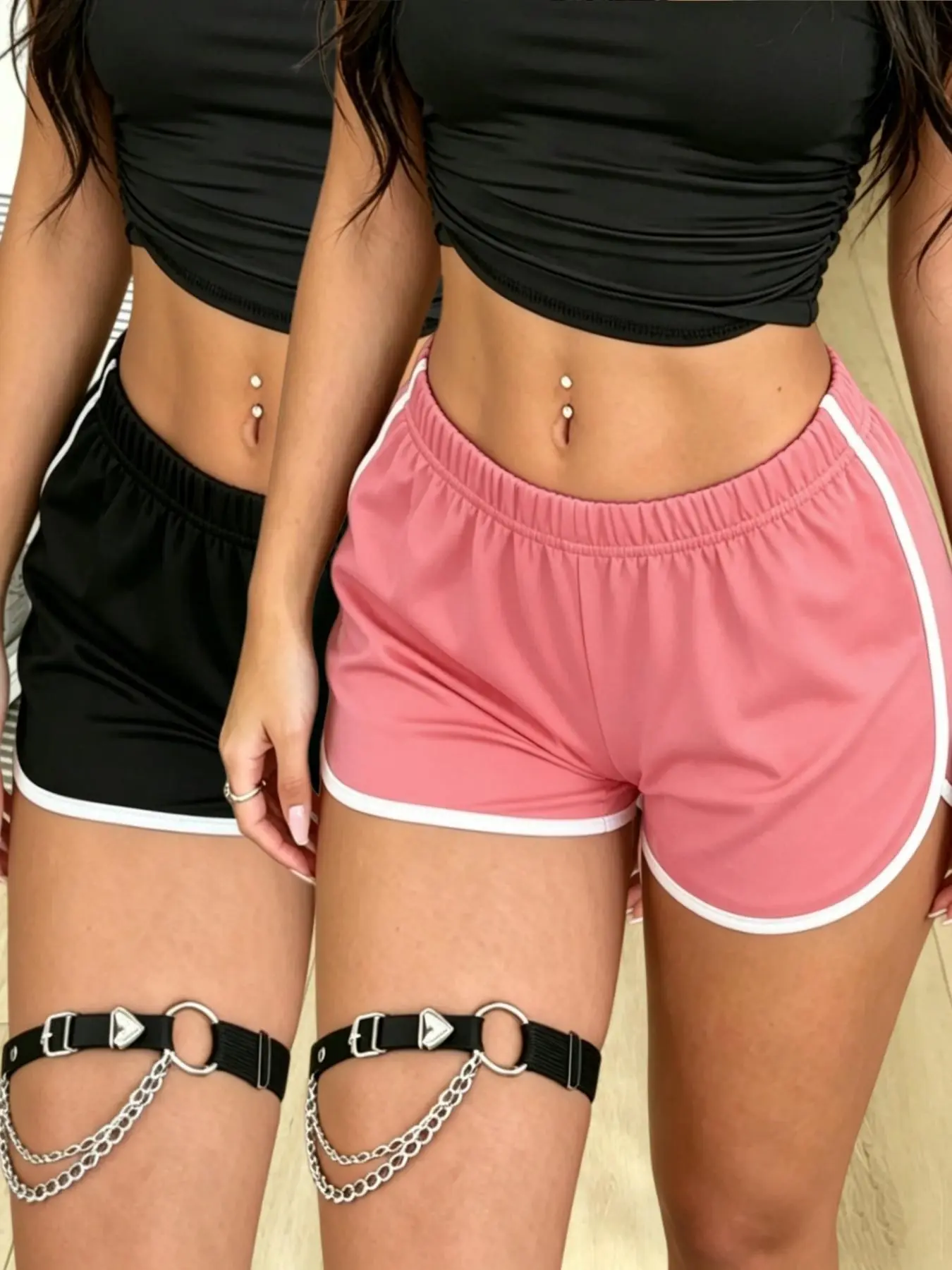 Women's Casual Sporty Shorts Set, High Waist Stretch Running Gym Shorts, Trendy Street Style, Summer Fitness Jogging Dolphin Pants