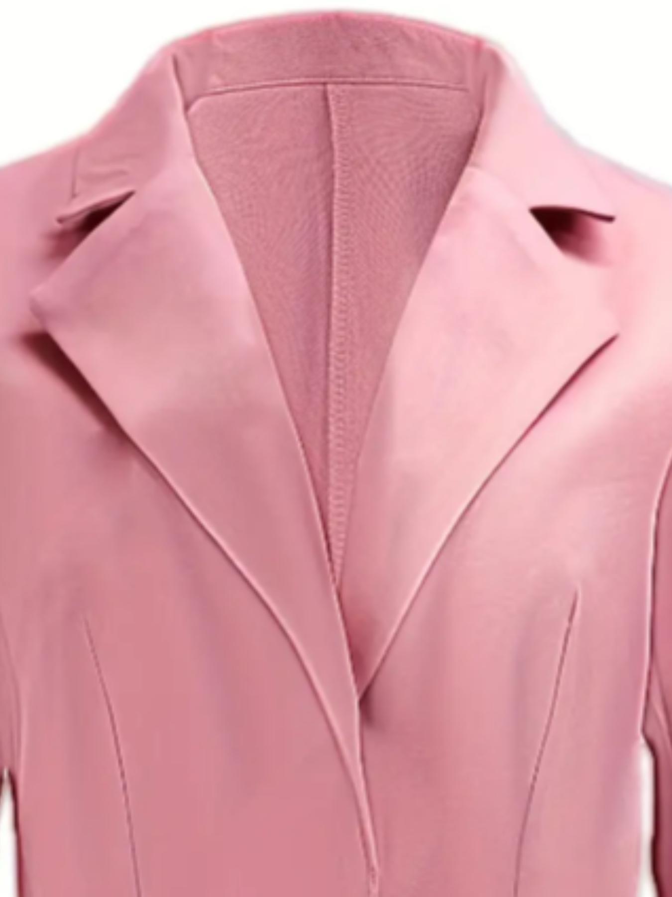 Women's Solid Button Front Lapel Neck Blazer, Elegant Long Sleeve Outerwear for Work Office Business, Ladies Spring & Fall Clothes