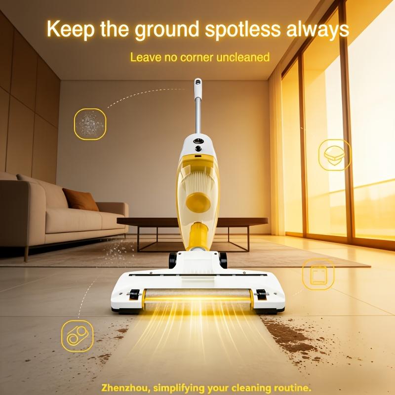 500W Corded Stick Vacuum Cleaner with 10 Accessories, 15KPa Powerful Suction, 2-in-1 Lightweight Handheld Vacuum Cleaner, Equipped with HEPA Filter, Silent Portable Dust Remover, Suitable for Hard Floors, Carpets, Pet Hair, Sofas, and Dormitories, Yellow
