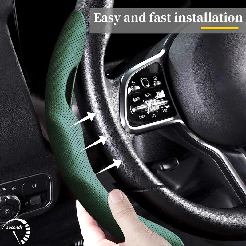 Nappa Leather Car Steering Wheel Cover, Quick Turn Non-Slip Breathable Ultra-Thin Cover, Universal 14.5-15 inch Car Steering Wheel Protector for Men Women, Suitable for Four Seasons, Car Accessories Nappa Leather Car Steering Wheel Cover, Quick Turn Non-Slip Breathable Ultra-Thin Cover, Universal 14.5-15 inch Car Steering Wheel Protector for Men Women, Suitable for Four Seasons, Car Accessories