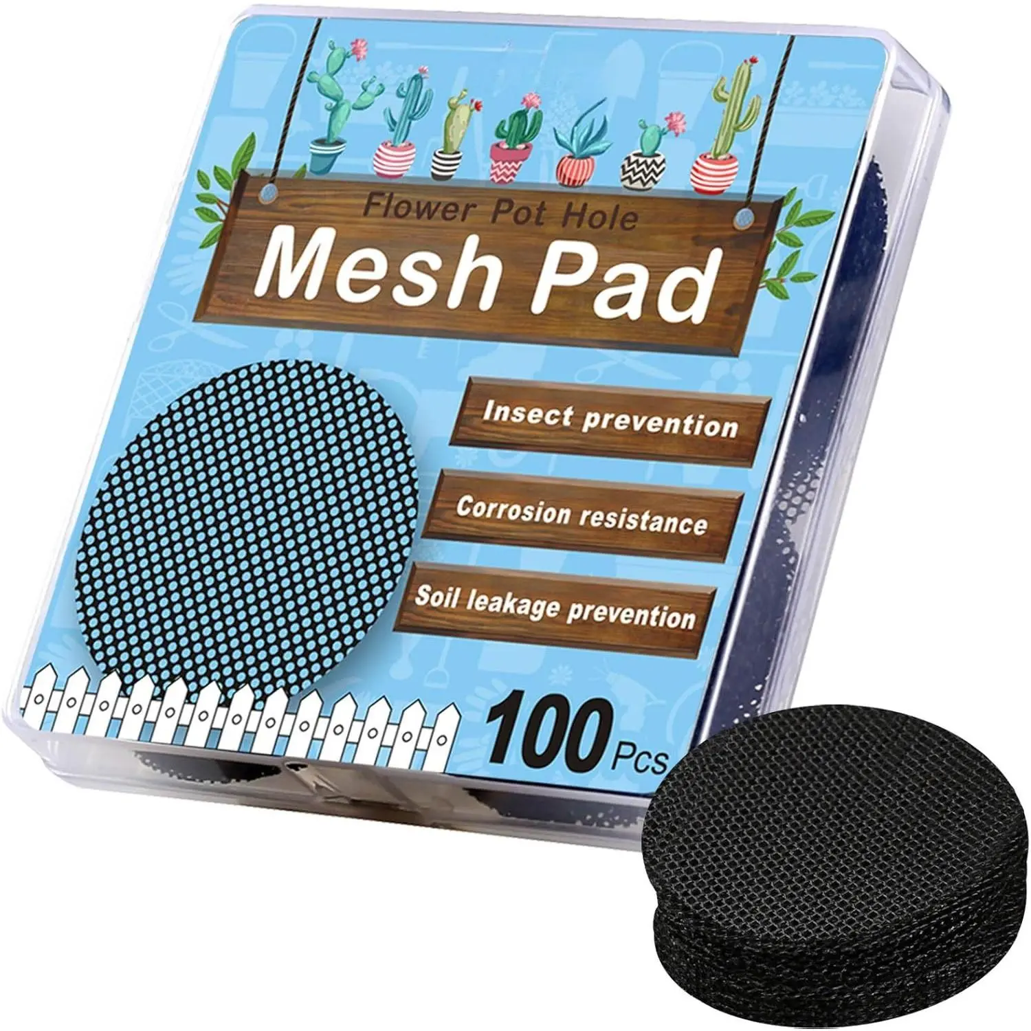 Mesh Drainage Screens - 100 count 2-Inch  Grid Mats, Keep Soil in Pots for , Bonsai, Indoor  & Repotting