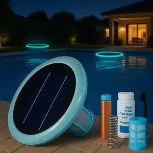 Pool Ionizer Solar Powered Self-Luminous,Copper Ionization,Floating Automatic Water Cleaner and Purifier,Up to 45,000 Gal,85% Less Chlorine, Chlorine Free Water
