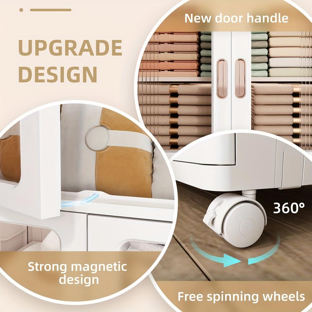 [Stackable Storage] Large Stackable Wheeled Storage Boxes, Wardrobe Lockers |   Simple Wardrobe Shoe Cabinet Tool Cabinet, Suitable For Home Bedroom Bathroom Corridor Garage Tool Room Snacks, Grocery Storage And Sorting, Home Storage