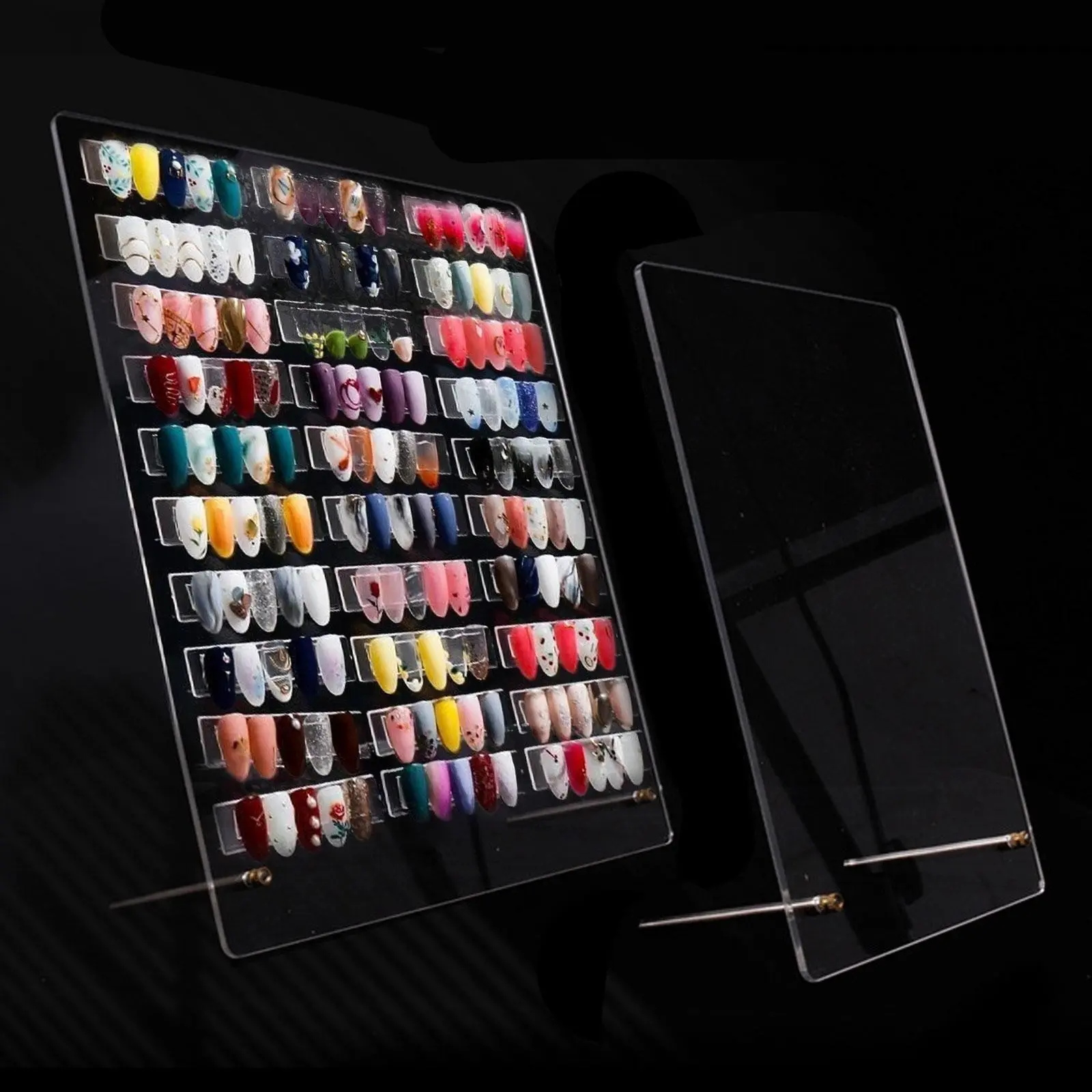 Nail Display Board Transparent Acrylic Nails Art Prop Tools Ins Nails Display Stand Desktop Nail Art Works Show Board Press-on Nails Nailfie Photo Prop Nails Salon Accessory Nail Tech Display Stand for Manicurist