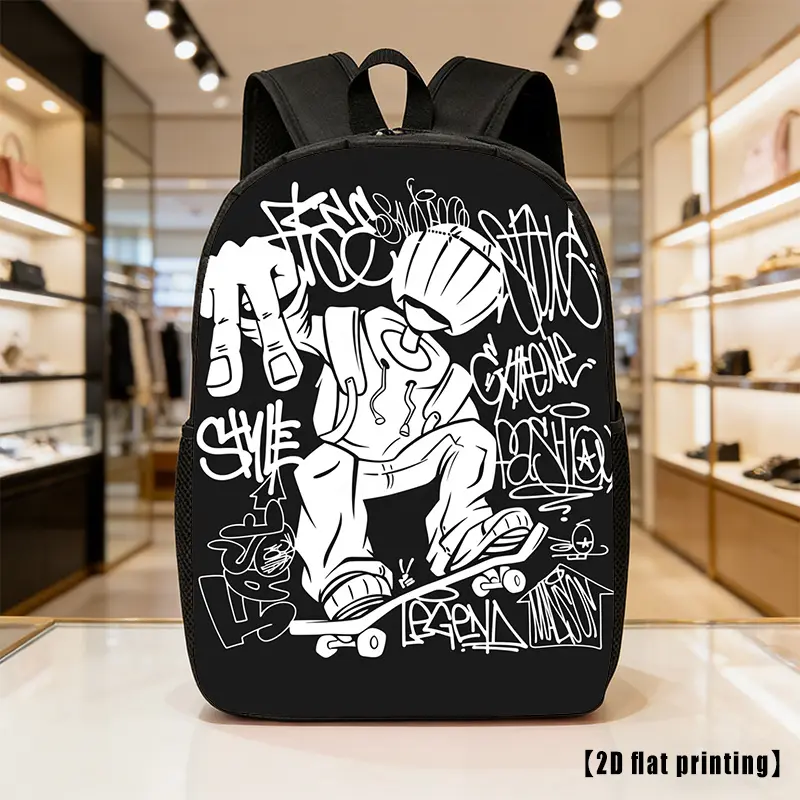 A Cartoon-Themed Skateboard Backpack That Is Lightweight And Spacious, Designed for Both Genders with Adjustable Straps And Side Pockets.Perfect for Everyday Use, Commuting, And Various Activities.Great for Hiking, Climbing, And Adventures