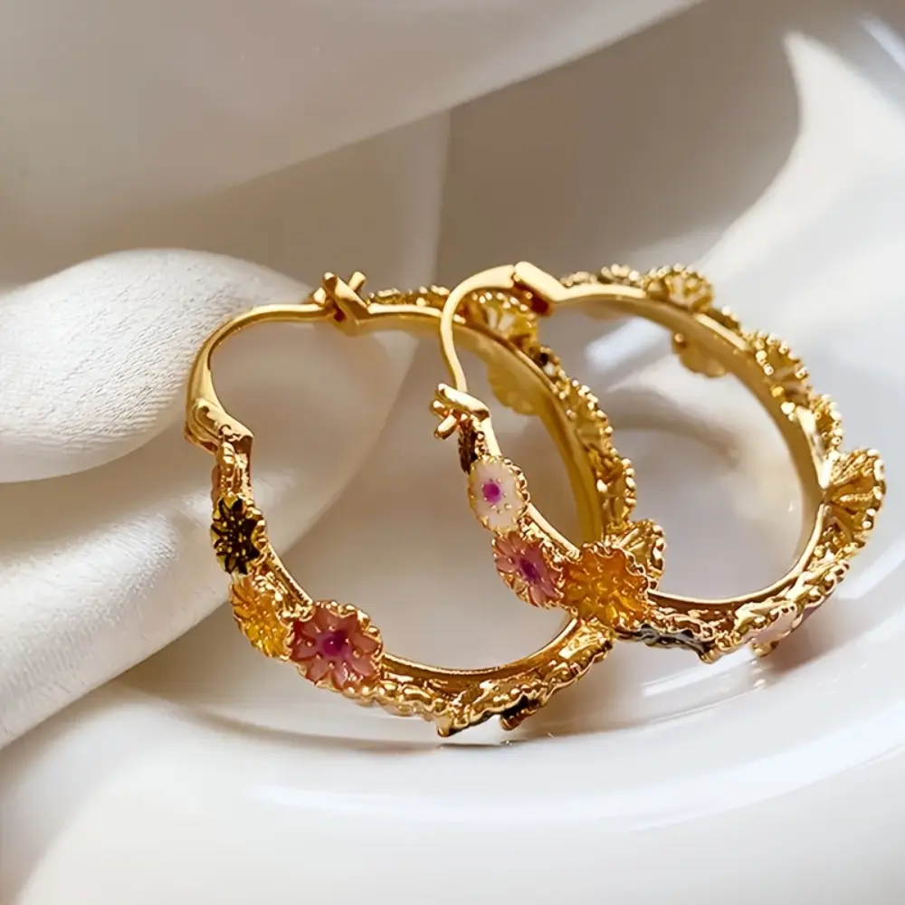 1 Pair French Retro Countryside Flower Earrings for Women - Suitable for Holiday Gifts, Parties & Banquets, Year-Round Versatile Ear, Elegant French Style for Valentine' Day & Special Occasions
