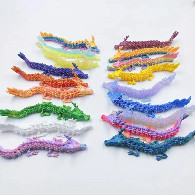35pcs 3D Printed Mini Dragon Models, Multicolor, Jointed, Desktop Decor, Garden Landscape, Creative Gifts for Various Festivals