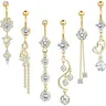 CASSIECA 6 Piece Geometric Body Jewelry Set, 14G 10mm 316L Stainless Steel CZ Dangle Belly Button Bar for Belly Piercing, Dainty Piercing Jewelry Sohochic