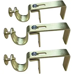 Bracket - No Drill Curtain Rod Bracket Attachment over Blinds (Gold Set of 3)