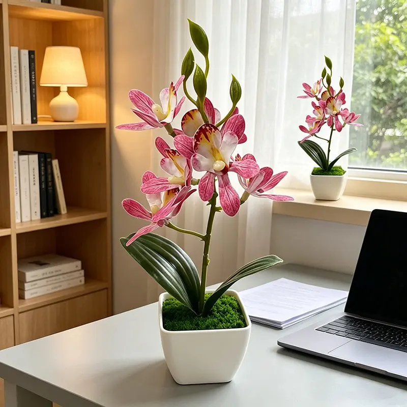 1 Piece Artificial Orchid Plant, Living Room Coffee Table Decor, Indoor Outdoor Greenery, Luxury Lucky Tree, Perfect Gift