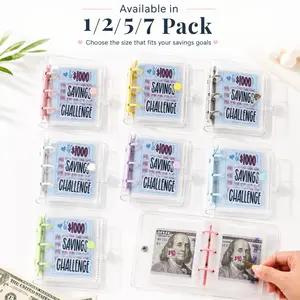 1/2/5/7PCS $1000 Mini Money Saving Binder Reusable Cash Envelope System Set– 2026 Budget Binder, Transparent PVC Pockets, Money Saving Challenge Clear Loose Leaf Book, Office Supplies,Perfect Finance Planner Flexible Durable