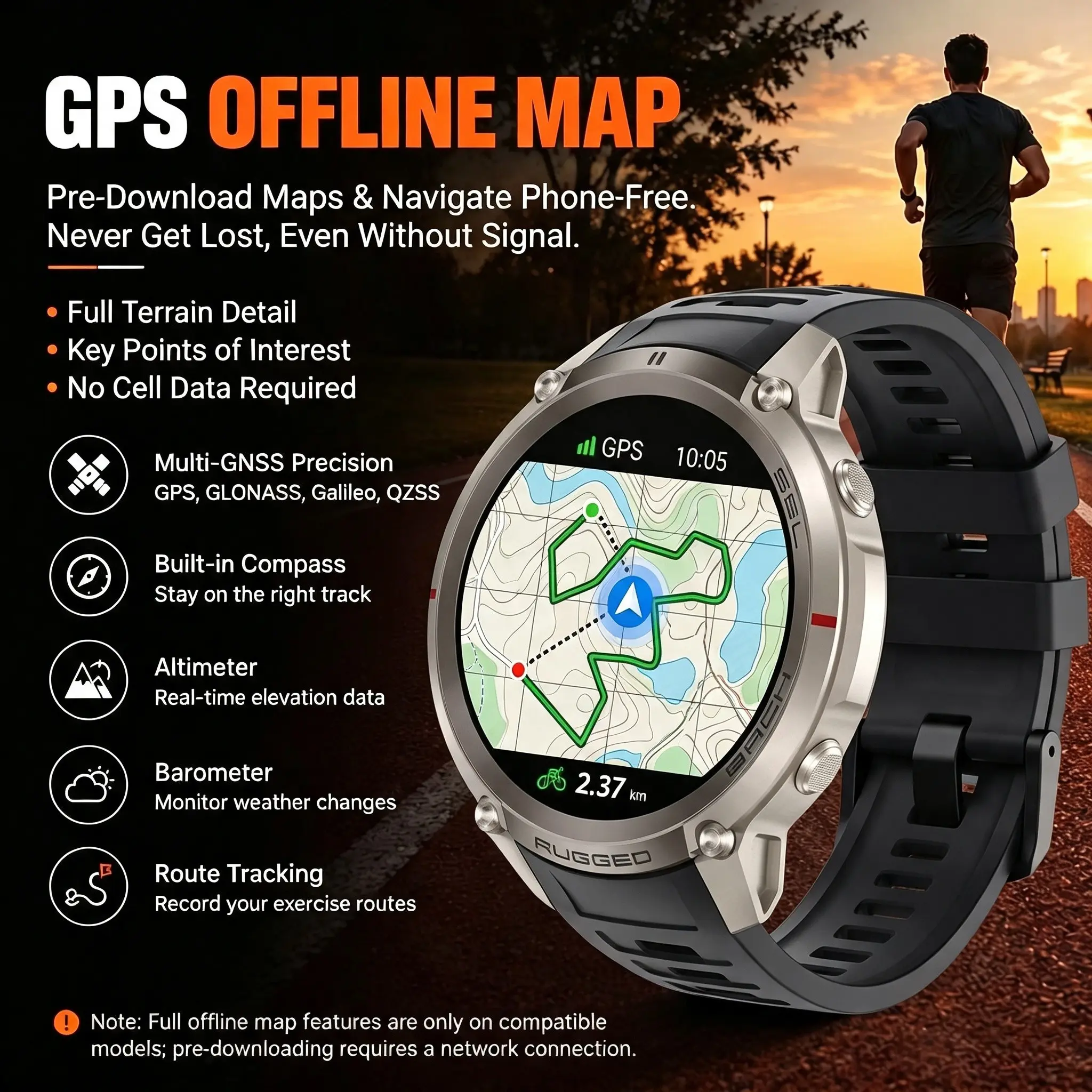 GPS Smart Watch 1.43'' Amoled, 5atm Waterproof, Bluetooth-compatible Connectivity, Music Player, Android Compatible, Dm59 Model