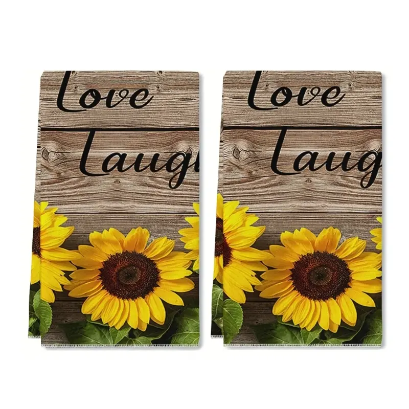 2-Piece Set: Sunflower-patterned dish towels-vintage-style, soft, and absorbent tea towels. Suitable for holidays, parties, gatherings, birthdays, weddings, gifts, dinner parties, outdoor events, picnics, and more.