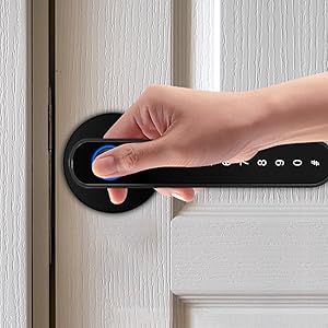 Door Knob Lock, Door Lock with Code Handle, Biometric Security Locking Door Lever Locks for Bedroom Indoor Room - Black