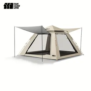 Large 4/6-Person Pop-Up Camping Tent, Waterproof Windproof Portable Outdoor Family Tent with Double Door Mesh, Easy Setup for Hiking, Backpacking, Picnic, Beach & Travel